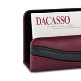 Burgundy Leather with Black Trim Business Card Holder
